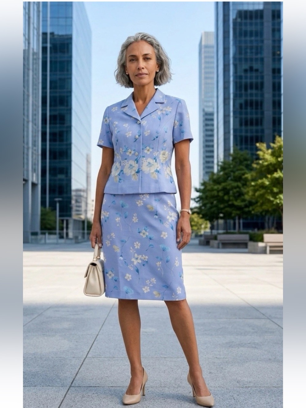 NWT Leslie Fay Lavender Floral Two-Piece Midi Set
